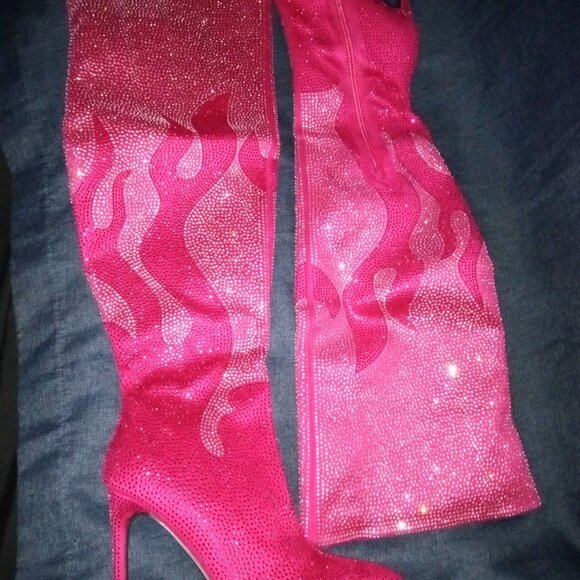 " RHINESTONE TWO STEPPER "  Glitter Boots - Pink/combo ( BRAND NEW !!!!!!!! - Picture 5 of 5
